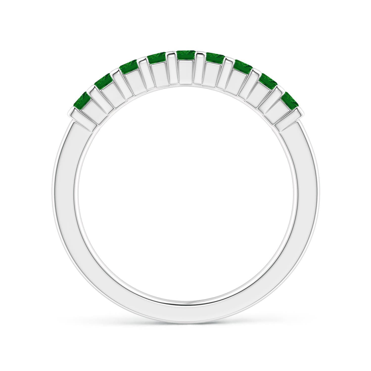 Square Emerald Semi Eternity Classic Wedding Ring