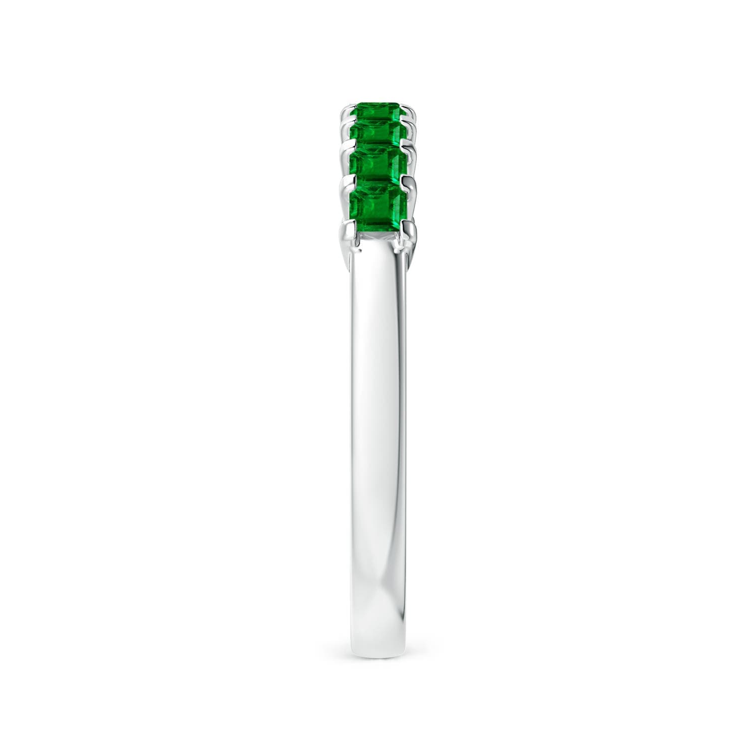 Square Emerald Semi Eternity Classic Wedding Ring