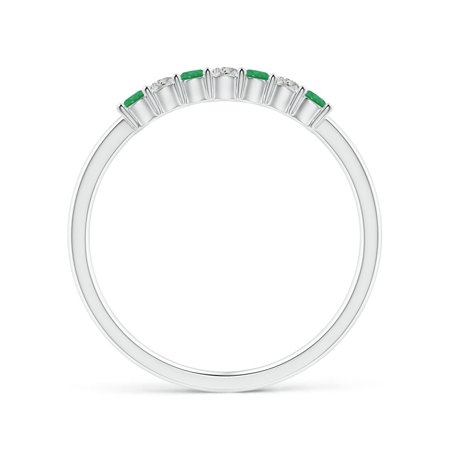 Half Eternity Seven Stone Emerald and Diamond Wedding Ring