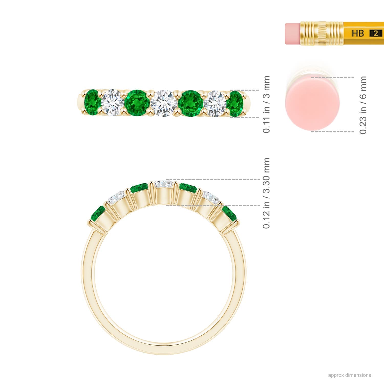 Half Eternity Seven Stone Emerald and Diamond Wedding Ring