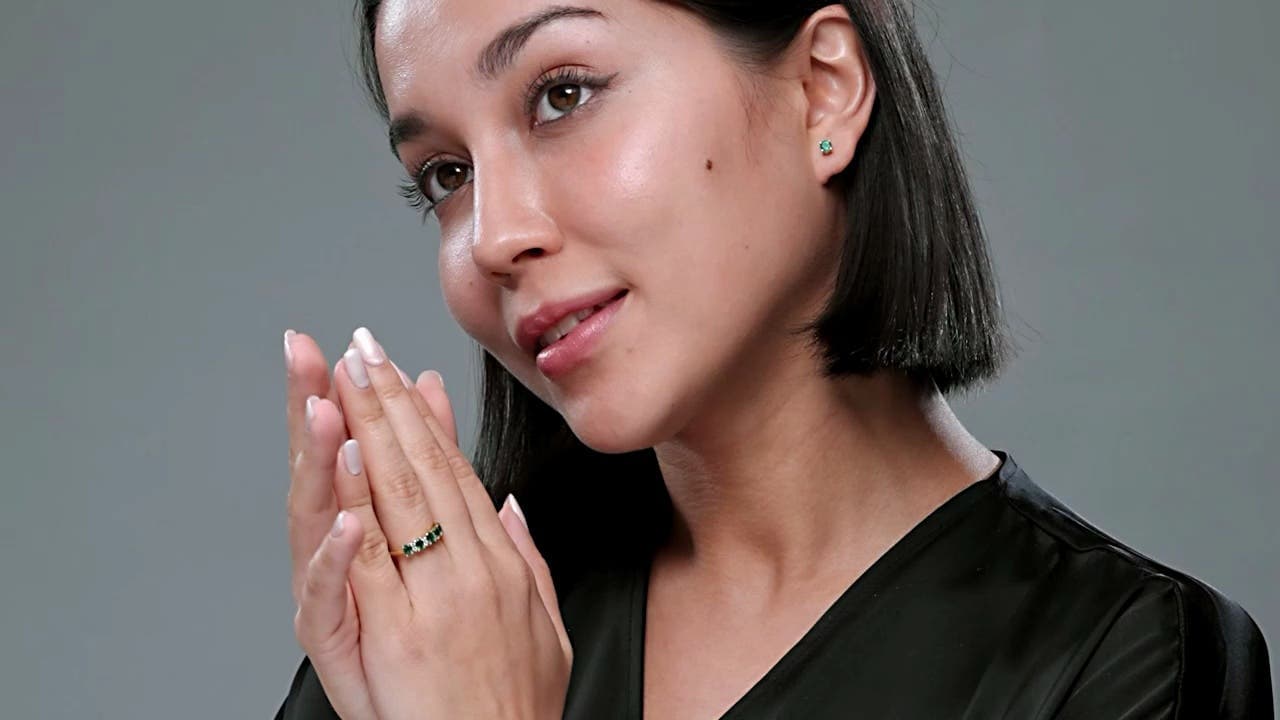 Five Stone Emerald and Diamond Wedding Ring