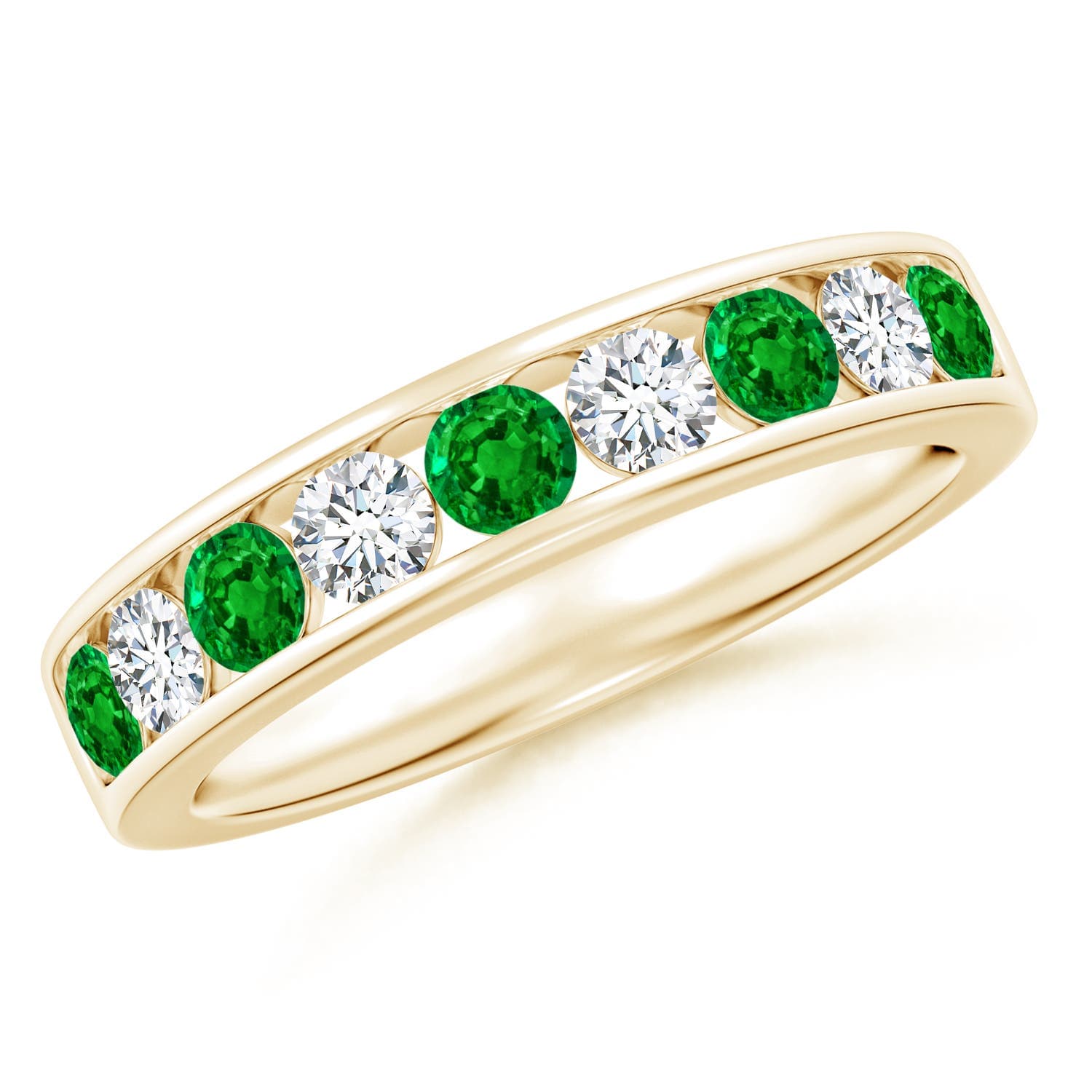 Channel Set Half Eternity Emerald Wedding Ring