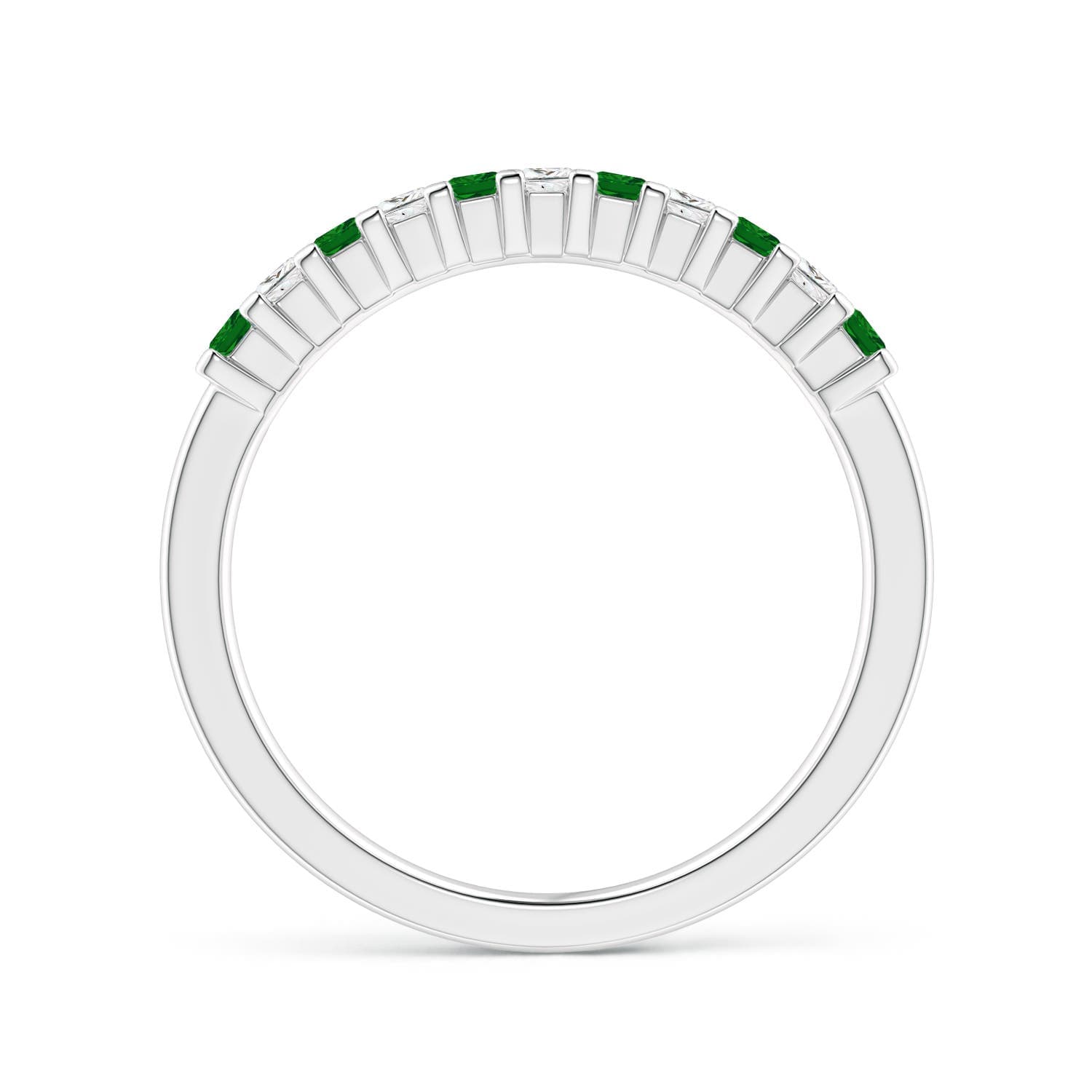 Square Emerald Semi Eternity Classic Wedding Ring