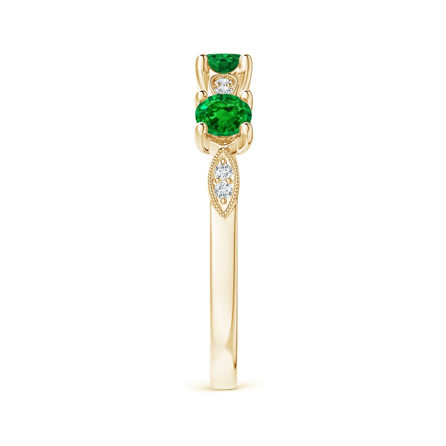 Emerald & Diamond Marquise and Dot Ring
