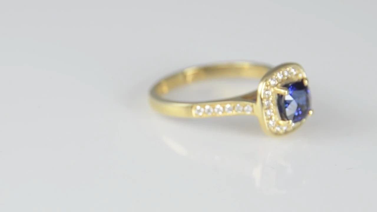 Classic Cushion Blue Sapphire Bridal Set with Diamonds