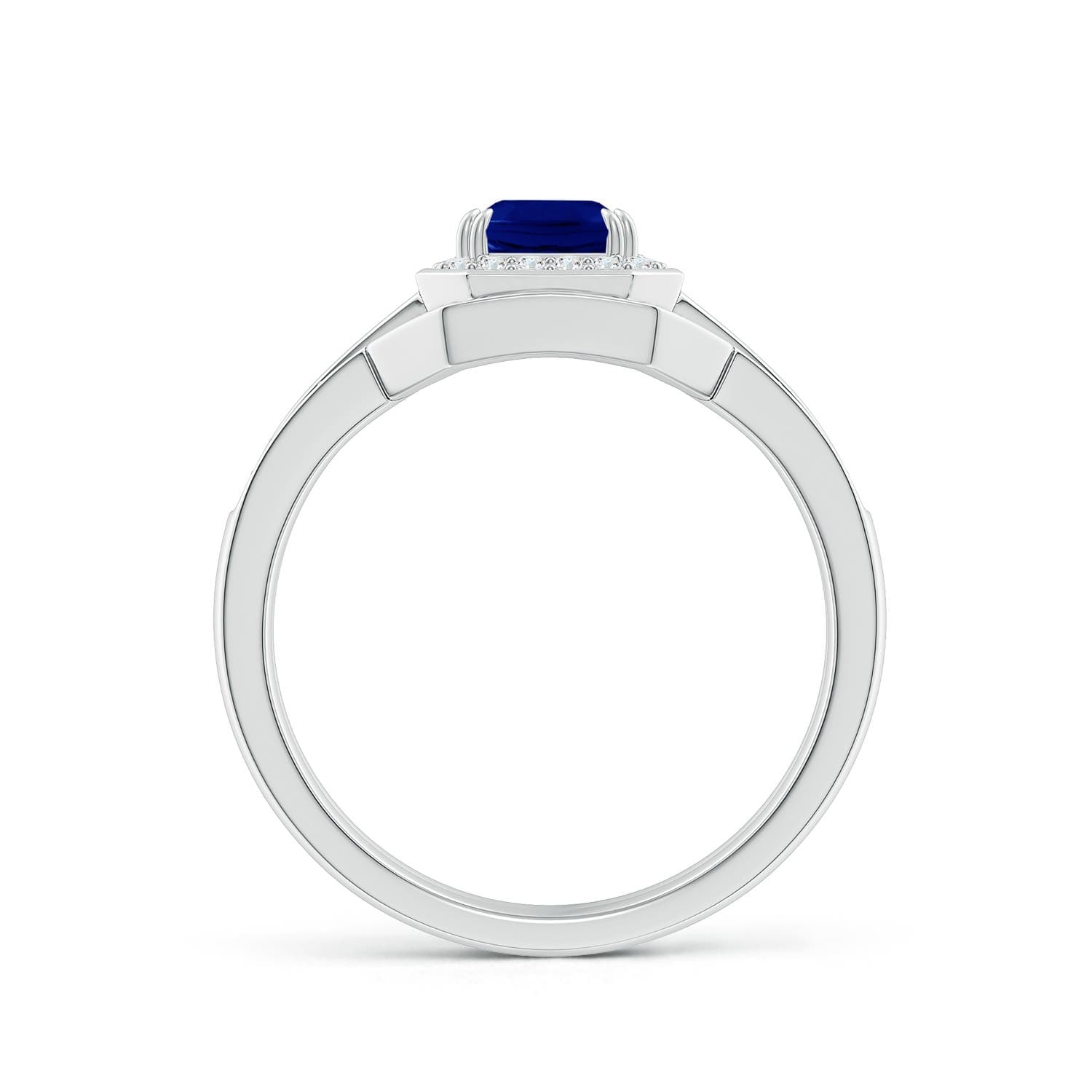Emerald-Cut Sapphire Bridal Set with Diamond Accents