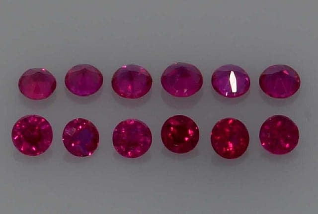 4x4mm Round Ruby Red Color EC Clarity Ideal Cut