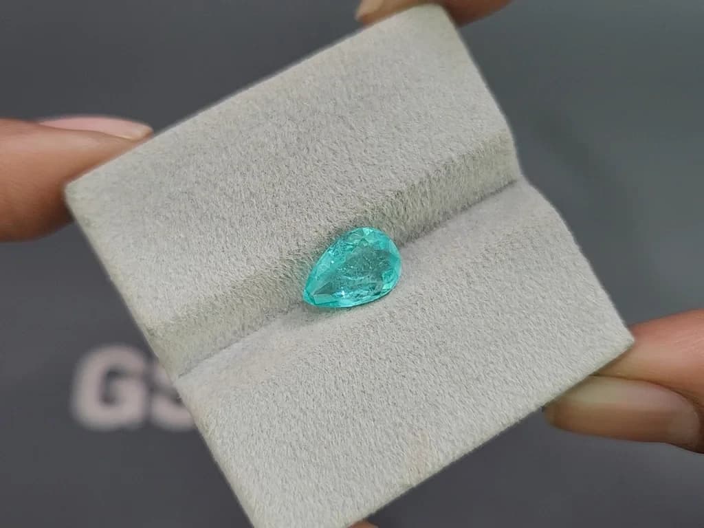 Neon blue Paraiba tourmaline in pear cut 1.84 carats, Mozambique ID 10843