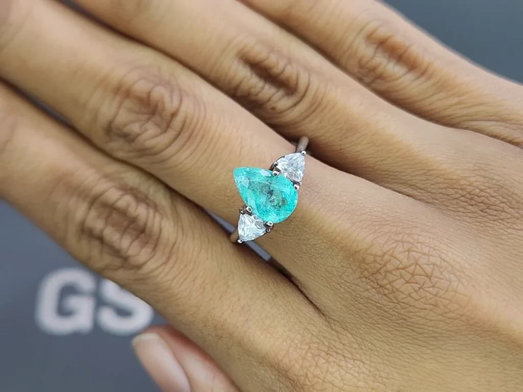 Neon blue Paraiba tourmaline in pear cut 2.78 carats, Mozambique ID 10844