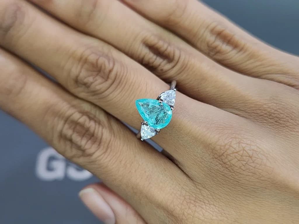 Neon Blue Paraiba tourmaline in pear cut 2.26 carats, Mozambique ID 10845