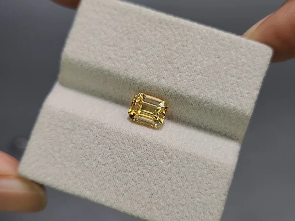 Unheated yellow sapphire emerald cut 2.05 carats, Sri Lanka ID 12150