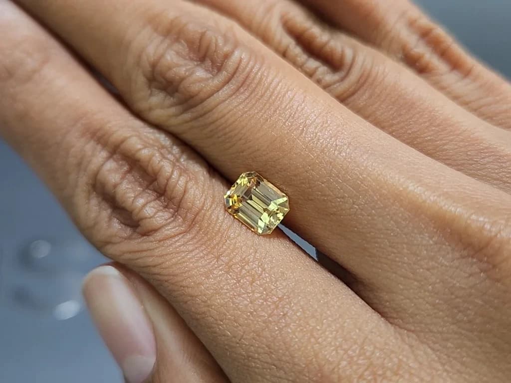 Unheated yellow sapphire emerald cut 2.05 carats, Sri Lanka ID 12150