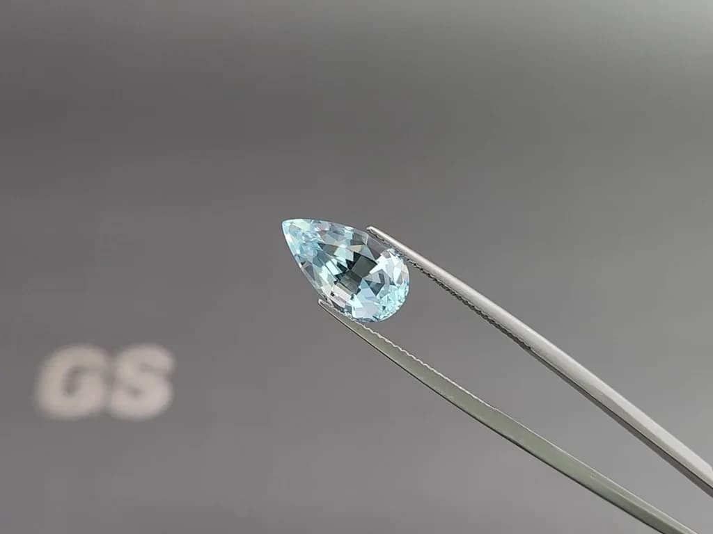 Aquamarine Santa Maria pear cut 3.64 carats, Mozambique ID 10848