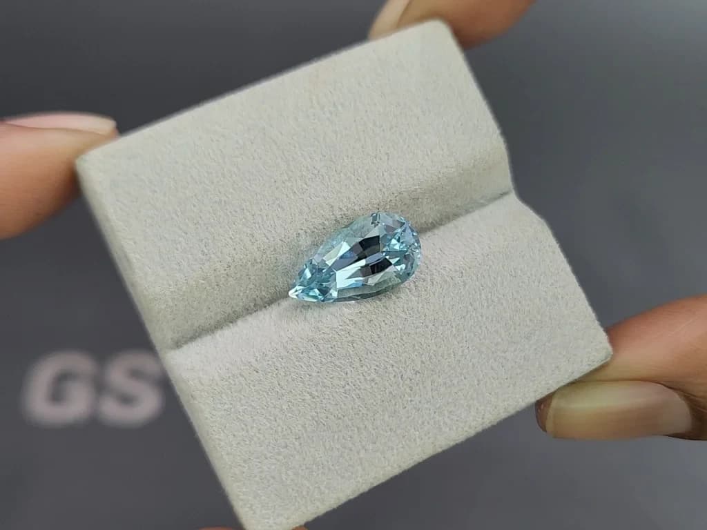Aquamarine Santa Maria pear cut 3.64 carats, Mozambique ID 10848