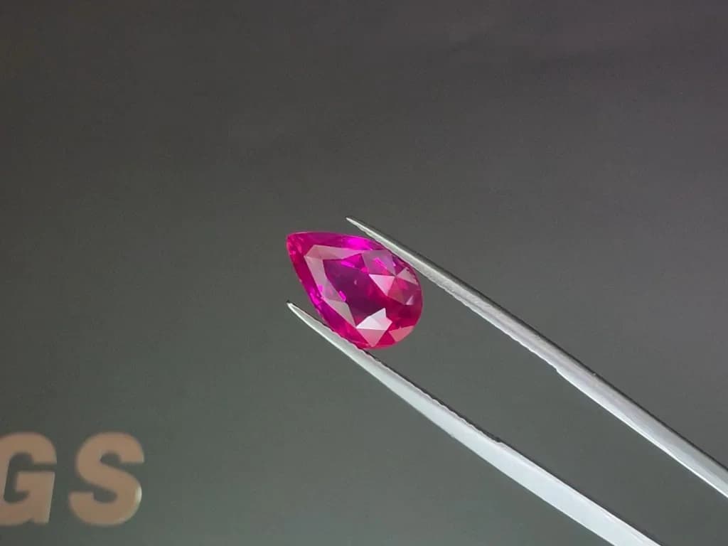 Unheated ruby pink pear cut 5.05 carats, Mozambique ID 12055