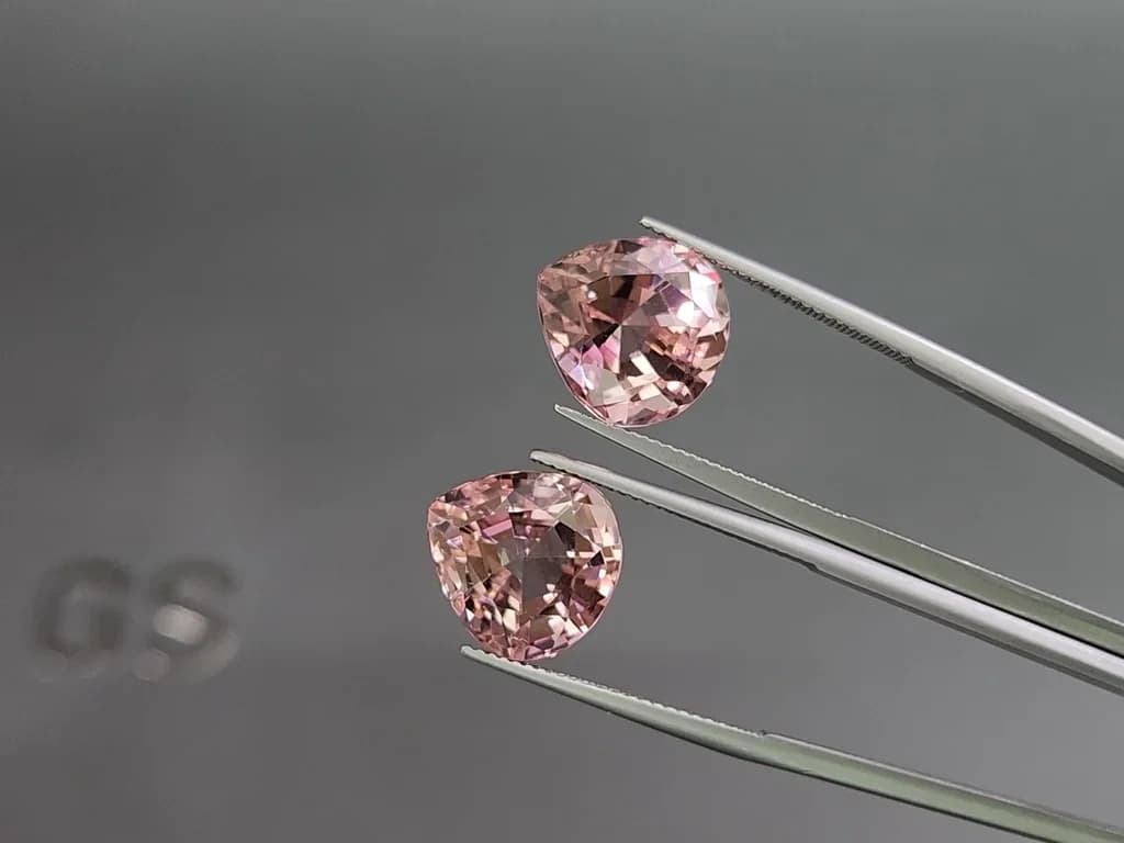 Pair of tourmalines Baby Pink pear cut 22.58 carats, Colombia ID 11059