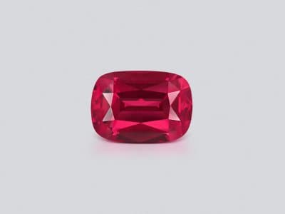 Vivid Red-Pink Mahenge spinel in cushion cut 4.12 carats, Tanzania ID 8907