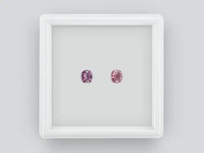 Pair of rhodolite garnets cushion cut 1.33 carats, Madagascar ID 11564