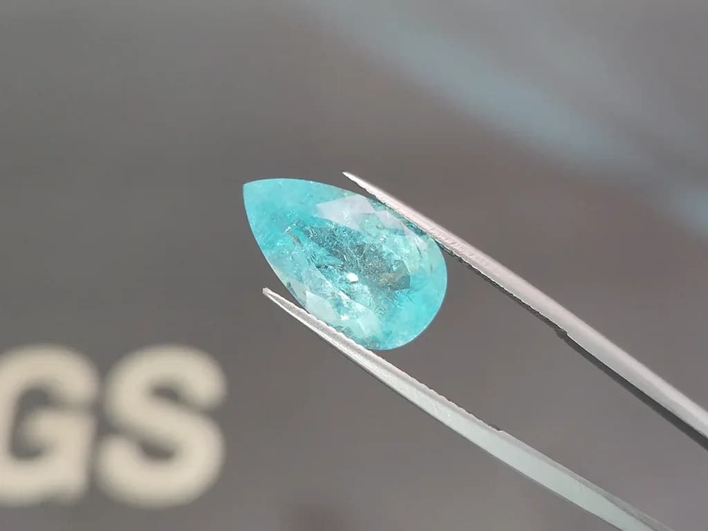 Neon blue tourmaline Paraiba in pear cut 7.14 carats, Mozambique ID 8914