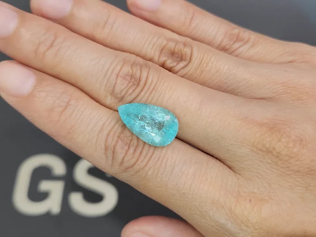 Neon blue tourmaline Paraiba in pear cut 7.14 carats, Mozambique ID 8914