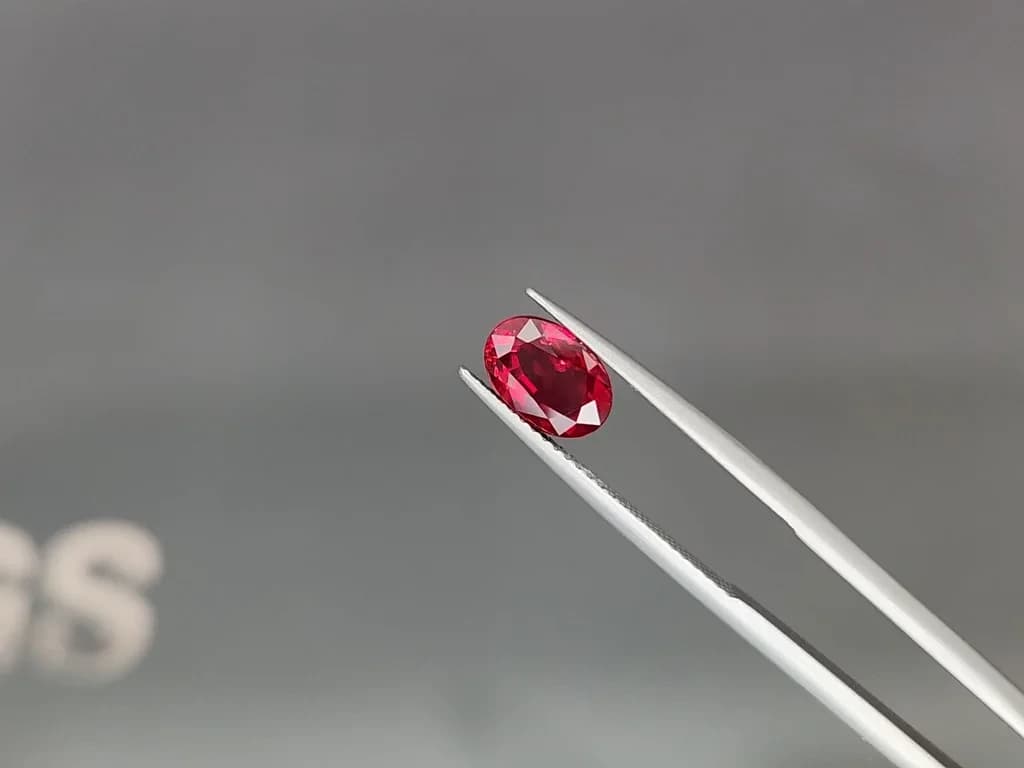 Unheated ruby Pigeon blood oval cut 2.05 carats, Mozambique. GRS ID 10973