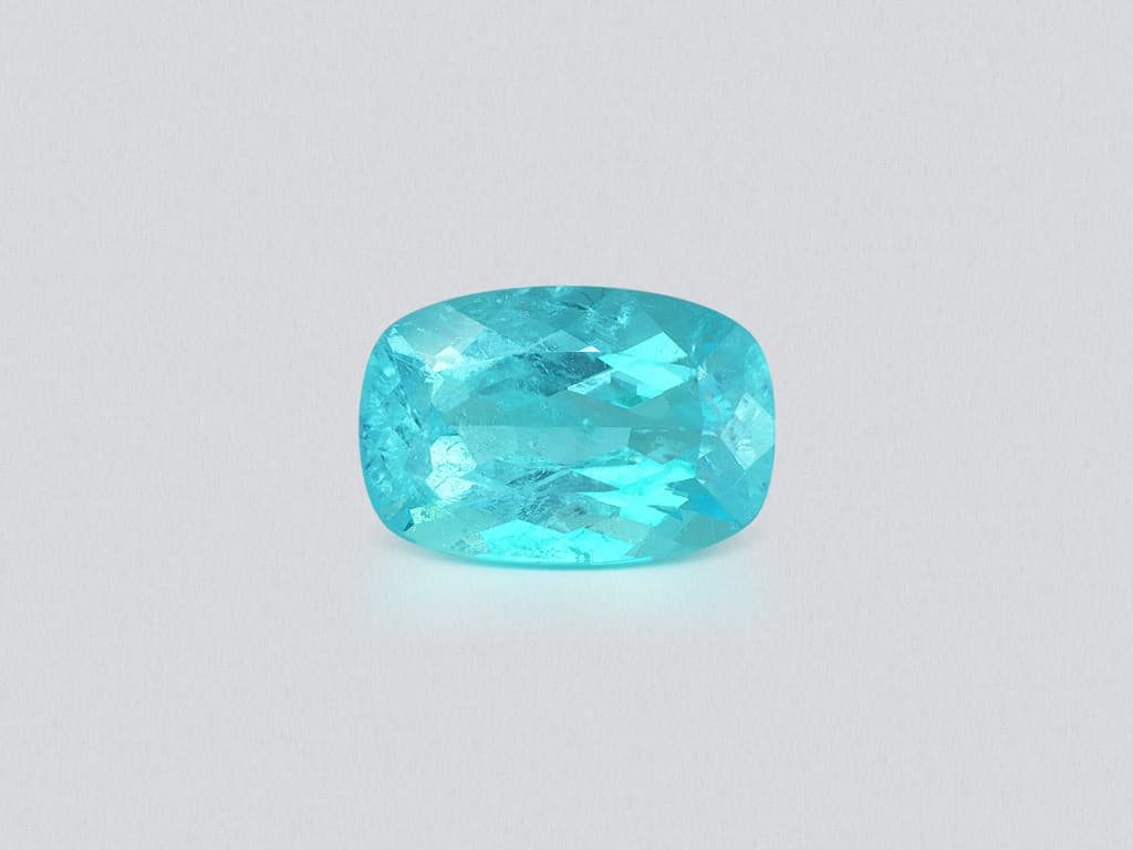 Investment-grade neon-blue Paraiba tourmaline, cushion cut, 5.26 carats, Brazil, GRS, GIA ID 11976