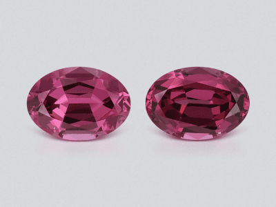 Pair of rhodolite garnets oval cut 1.87 carats, Madagascar ID 11587