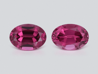 Pair of rhodolite garnets oval cut 1.99 carats, Madagascar ID 11583