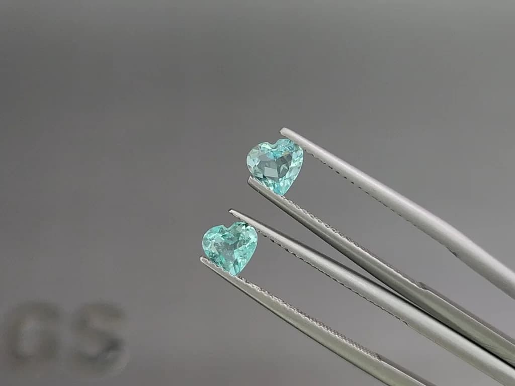 Set of tourmalines Paraiba Greenish Blue heart shape 3.71 carats, Mozambique ID 10981