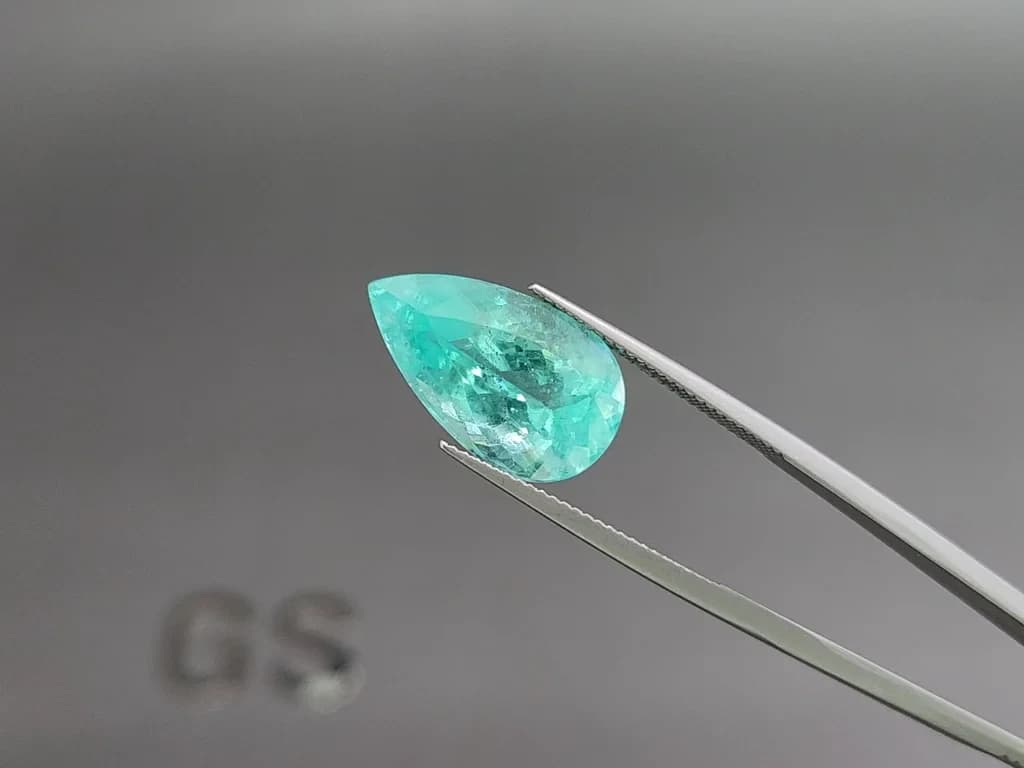 Neon Paraiba tourmaline pear cut 9.55 carats, Mozambique ID 10982
