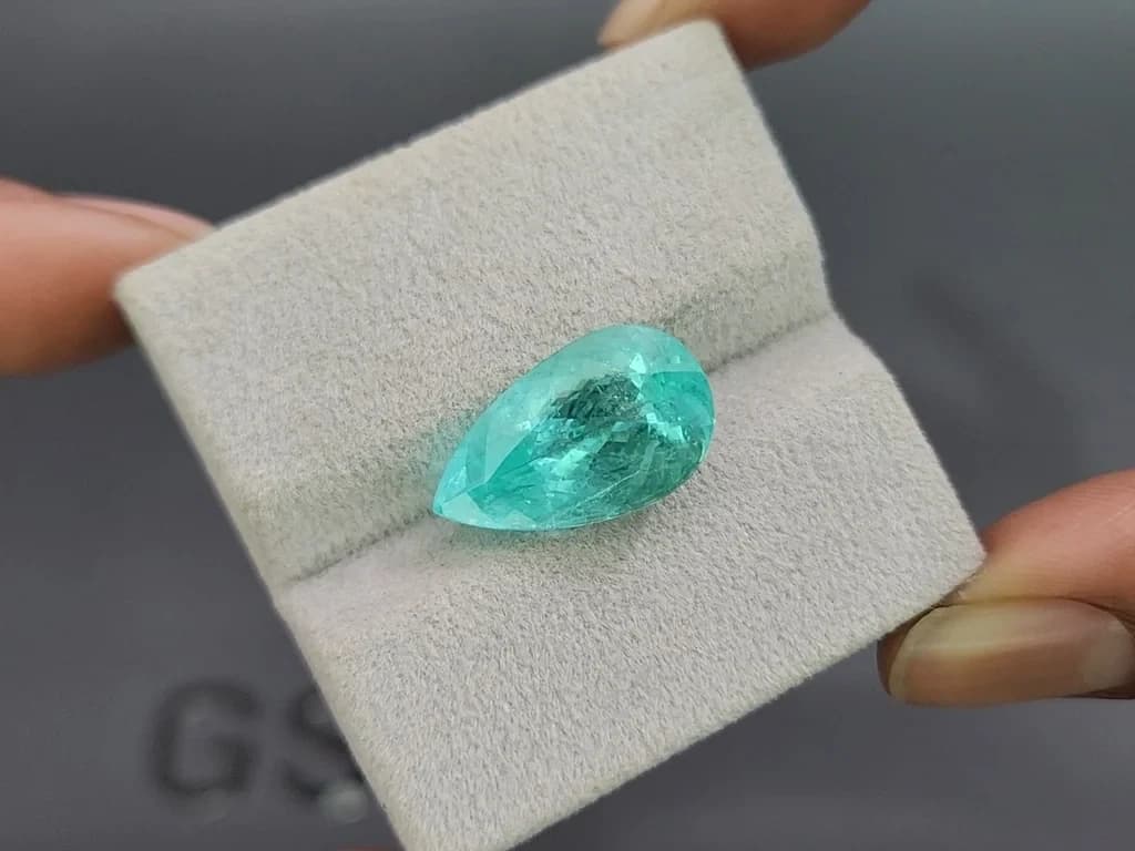 Neon Paraiba tourmaline pear cut 9.55 carats, Mozambique ID 10982