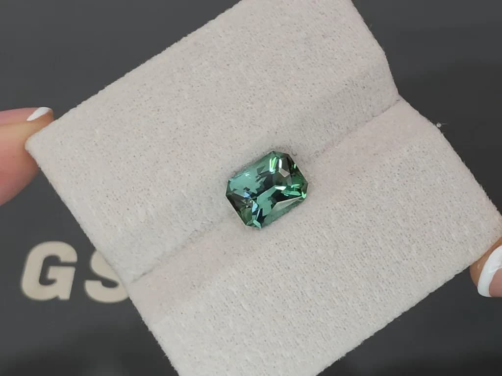 Blue green tourmaline radiant cut 2.40 carats, Africa ID 12285