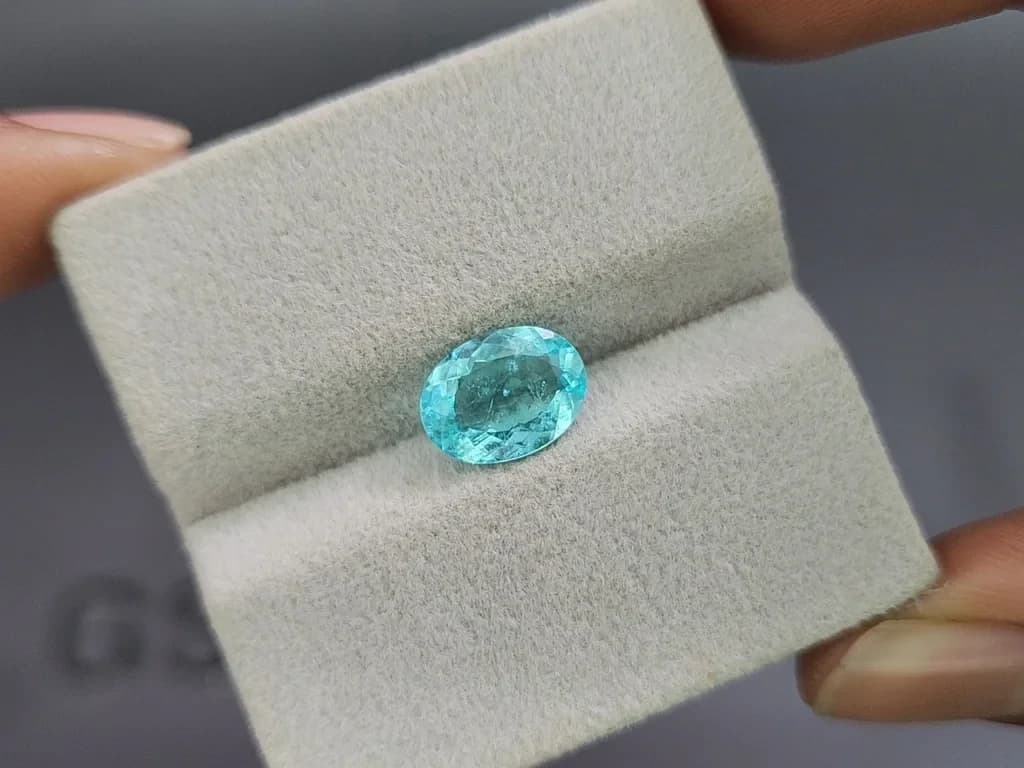 Neon tourmaline Paraiba greenish blue oval cut 2.06 carats, Mozambique ID 10984