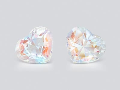Pair of rainbow moonstone in oval cut 9.34 carats, Madagascar ID 12288