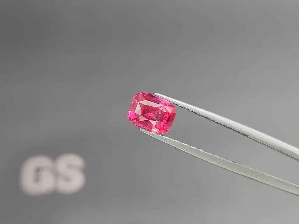 Vibrant Vivid Pink Mahenge spinel in cushion cut 2.57 carats, Tanzania ID 10788