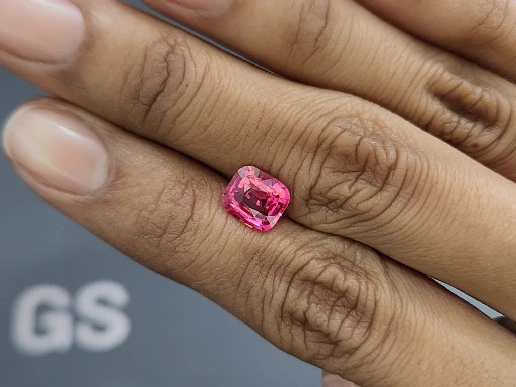 Vibrant Vivid Pink Mahenge spinel in cushion cut 2.05 carats, Tanzania ID 10790