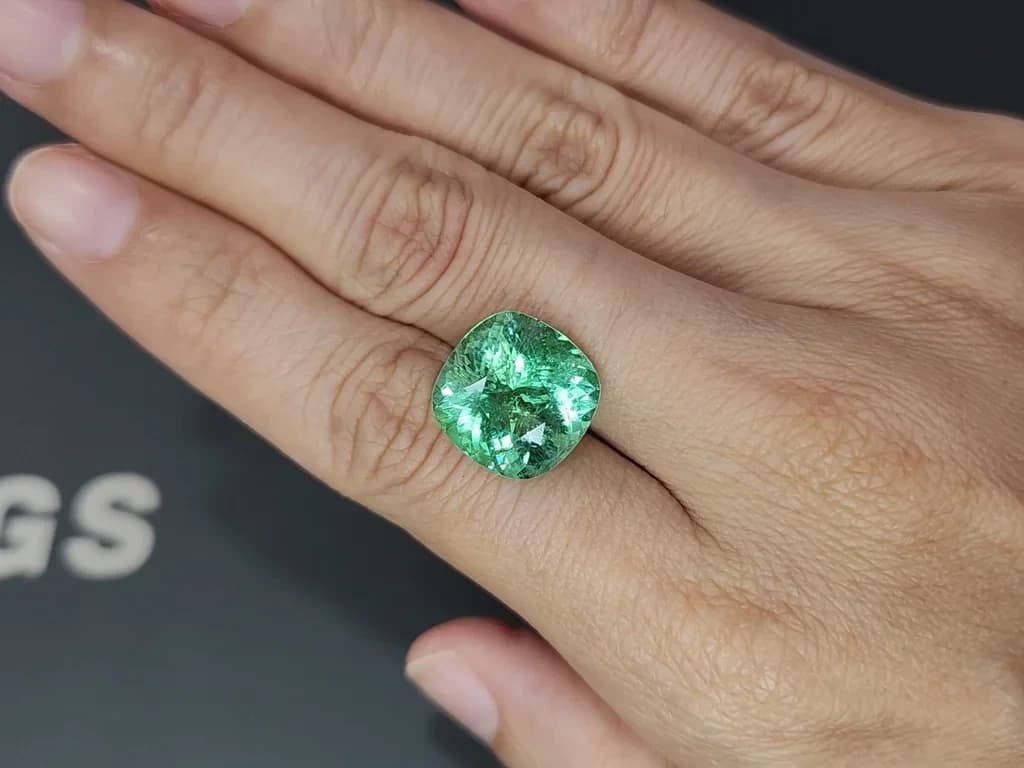 Neon Green Paraiba tourmaline in cushion cut 9,17 carats, Mozambique ID 11994