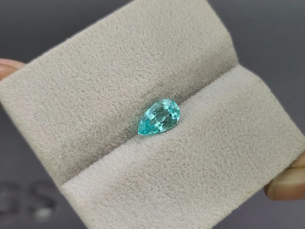 Neon Paraiba tourmaline greenish blue pear cut 0.99 carats, Mozambique ID 10992