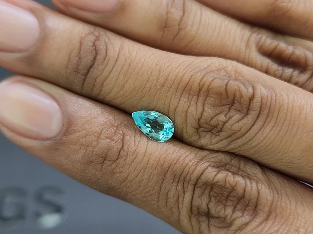 Neon Paraiba tourmaline greenish blue pear cut 0.99 carats, Mozambique ID 10992
