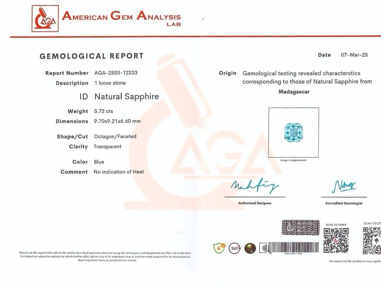 Unheated Teal sapphire in radiant cut 5.72 carats, Madagascar ID 8843