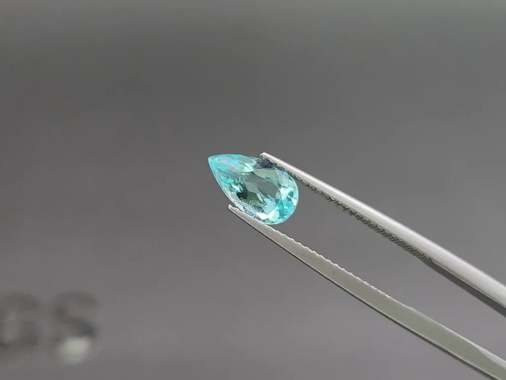 Neon Paraiba tourmaline greenish blue pear cut 1.55 carats, Mozambique ID 10993