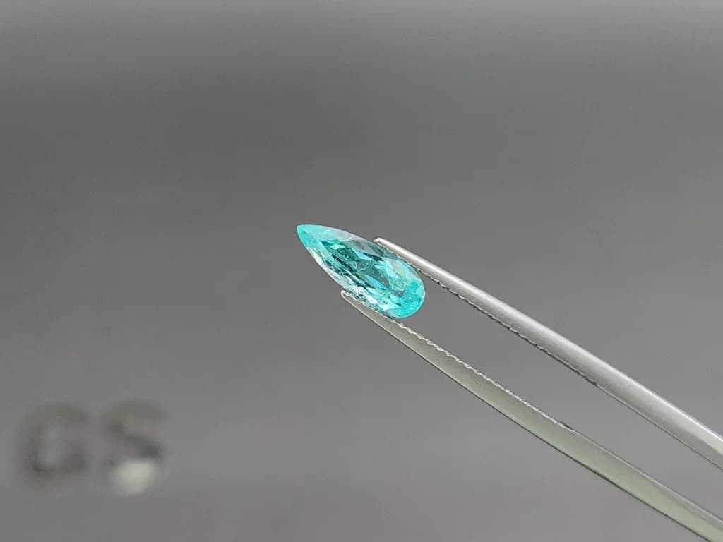 Neon Paraiba tourmaline greenish blue pear cut 1.16 carats, Mozambique ID 10994
