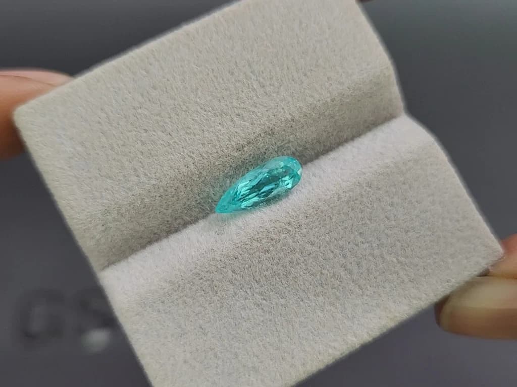Neon Paraiba tourmaline greenish blue pear cut 1.16 carats, Mozambique ID 10994