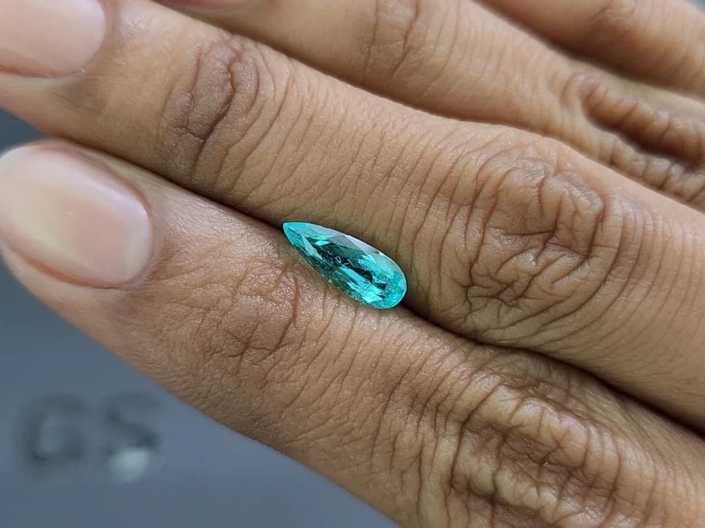 Neon Paraiba tourmaline greenish blue pear cut 1.16 carats, Mozambique ID 10994