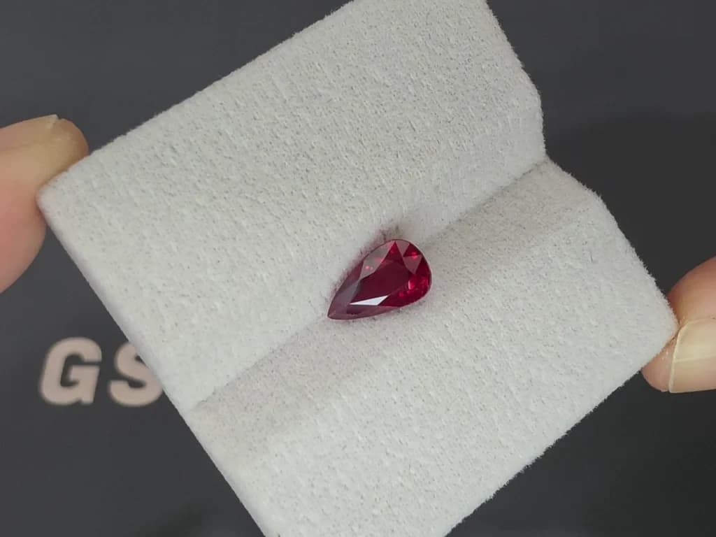 Unheated ruby Pigeon’s blood pear cut 2.03 carats, Mozambique ID 11899