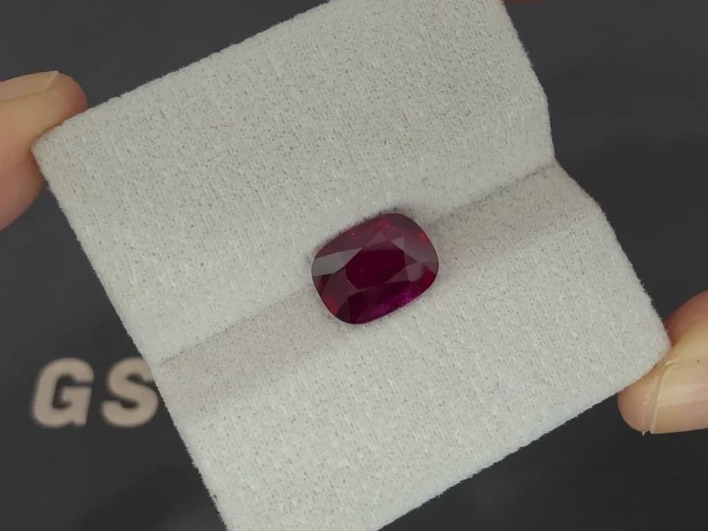 Unheated ruby Pigeon's blood cushion cut 3.03 carats, Mozambique ID 11904