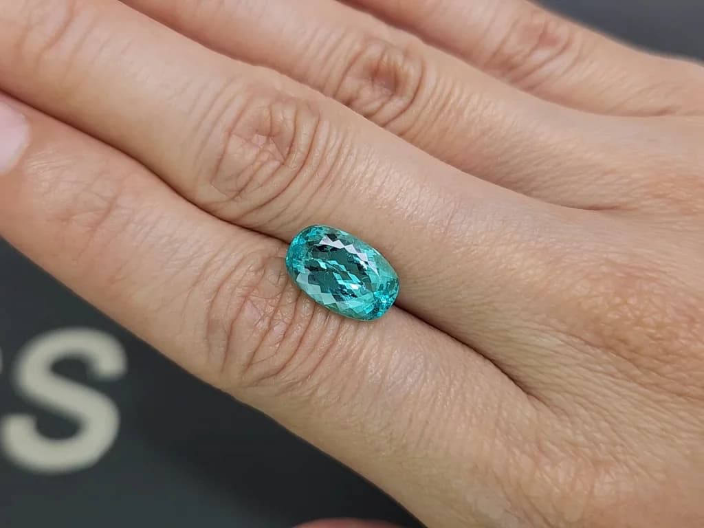 Neon blue tourmaline Paraiba in cushion cut 4.02 carats, Nigeria ID 9053