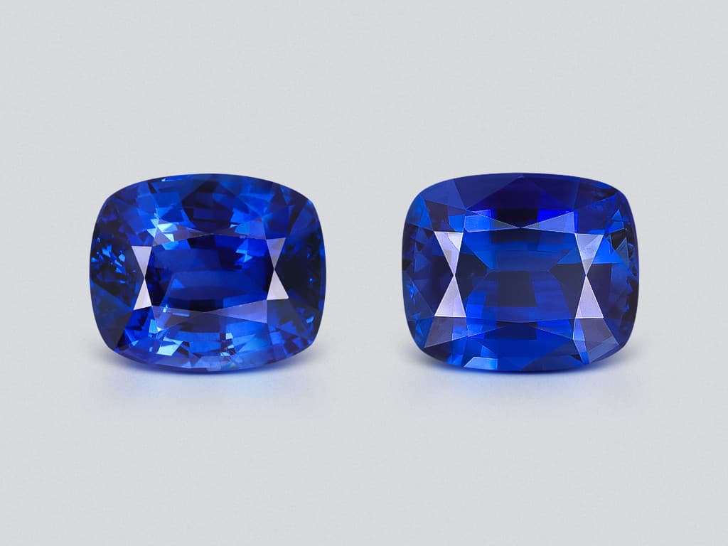 Pair of sapphires Royal Blue cushion cut 11.69 carats, Sri Lanka ID 11406