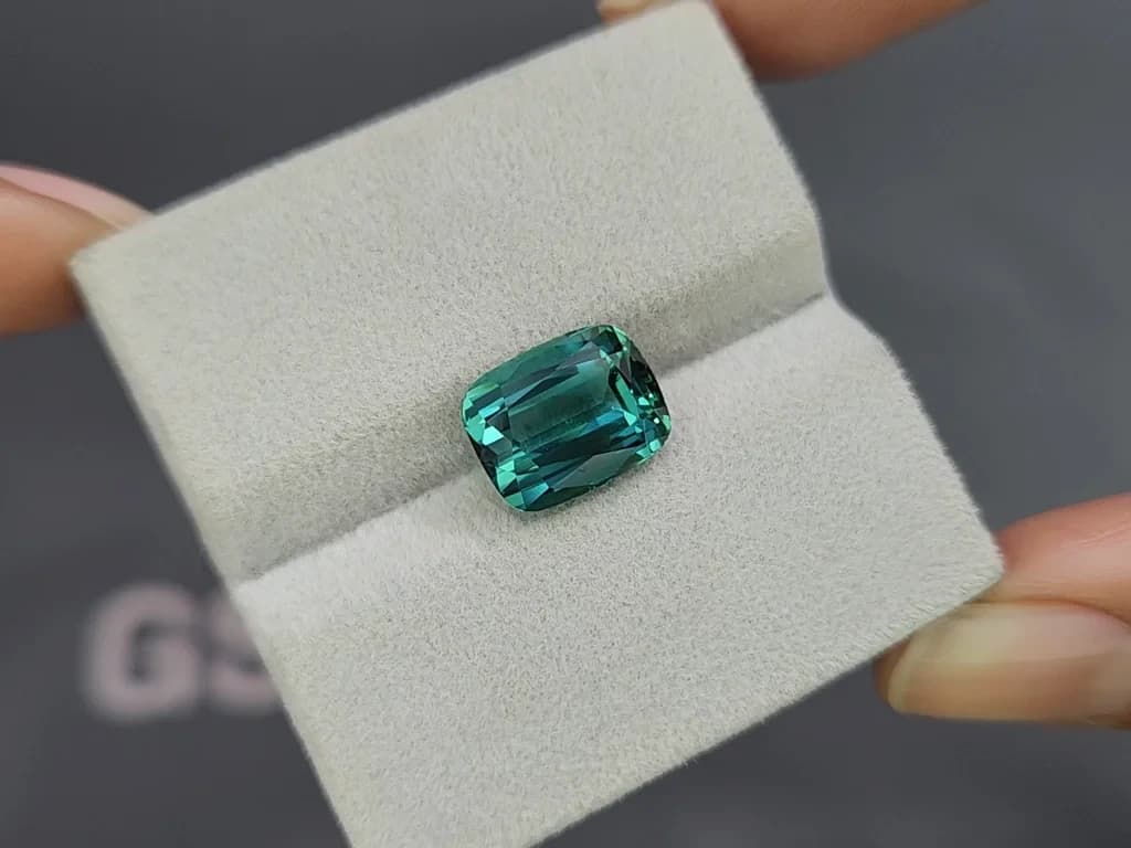 Vibrant Lagoon tourmaline in cushion cut 5.23 carats, Afghanistan ID 10805