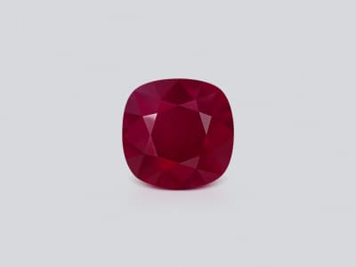 Unheated Crimson Red ruby cushion cut 2.02 carats, Mozambique. Gubelin ID 10971